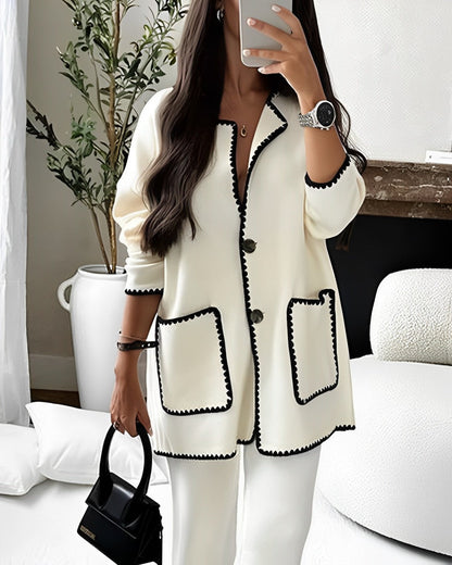 Women's Contrast Trim Trouser Set