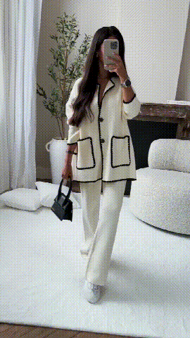 Women's Contrast Trim Trouser Set