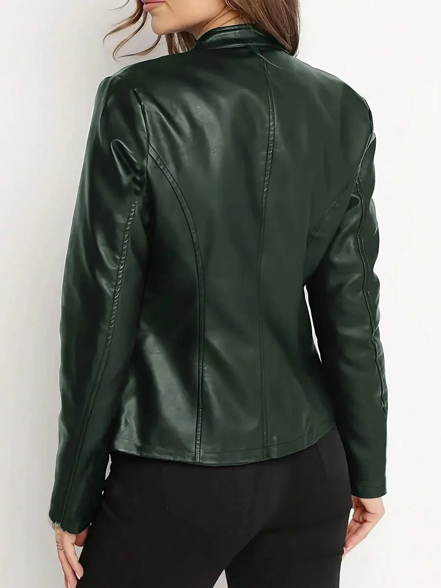 Women's Fitted Leather Biker Jacket