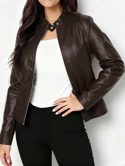 Women's Fitted Leather Biker Jacket