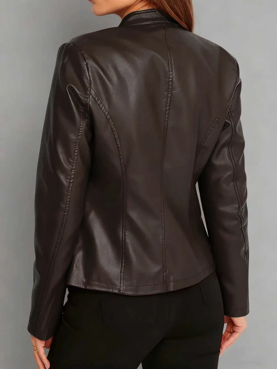 Women's Fitted Leather Biker Jacket