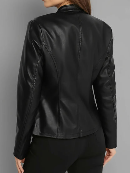 Women's Fitted Leather Biker Jacket