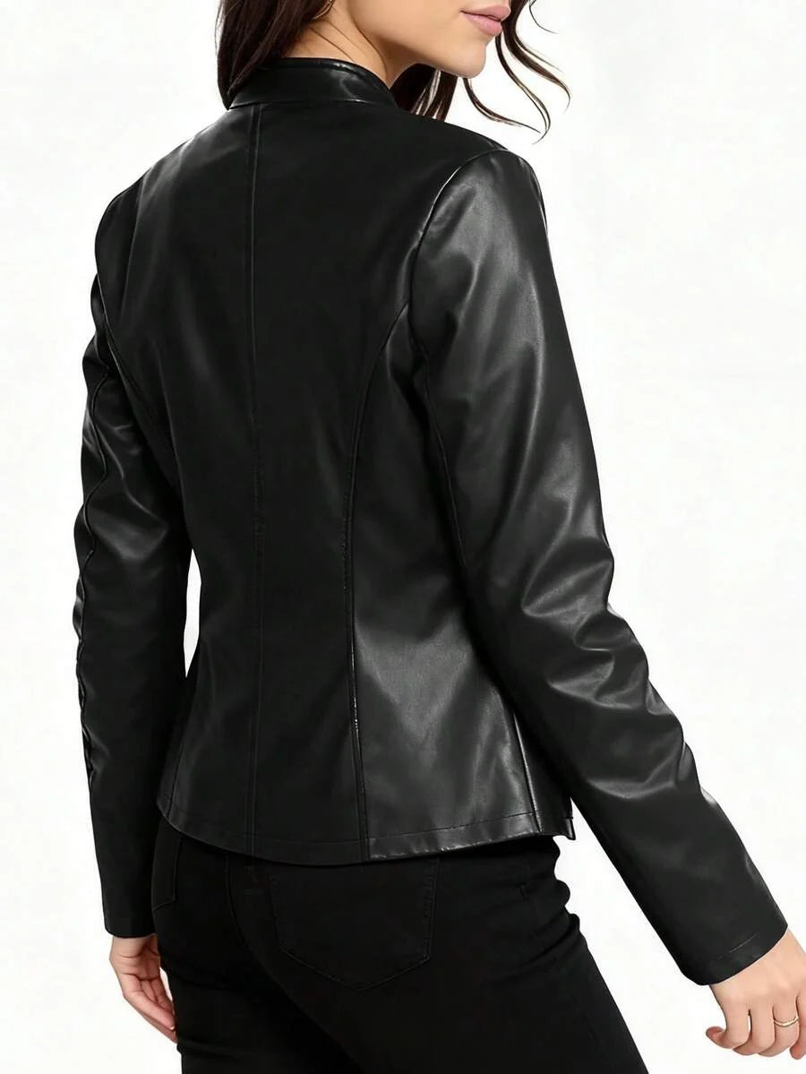 Women's Fitted Leather Biker Jacket