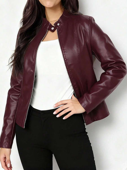 Women's Fitted Leather Biker Jacket