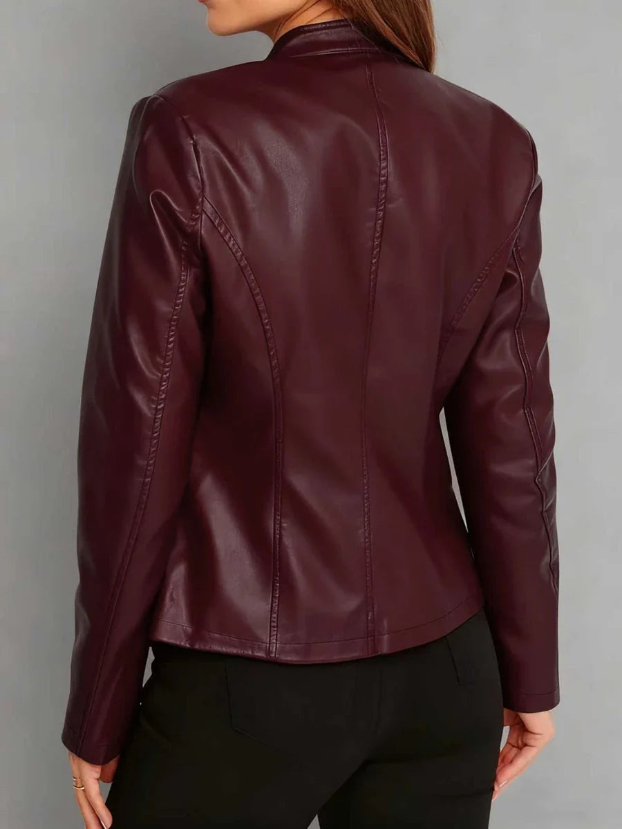 Women's Fitted Leather Biker Jacket