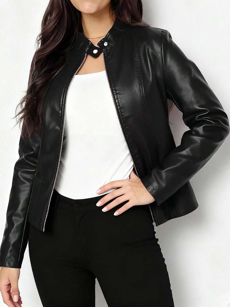 Women's Fitted Leather Biker Jacket