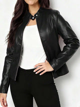 Women's Fitted Leather Biker Jacket