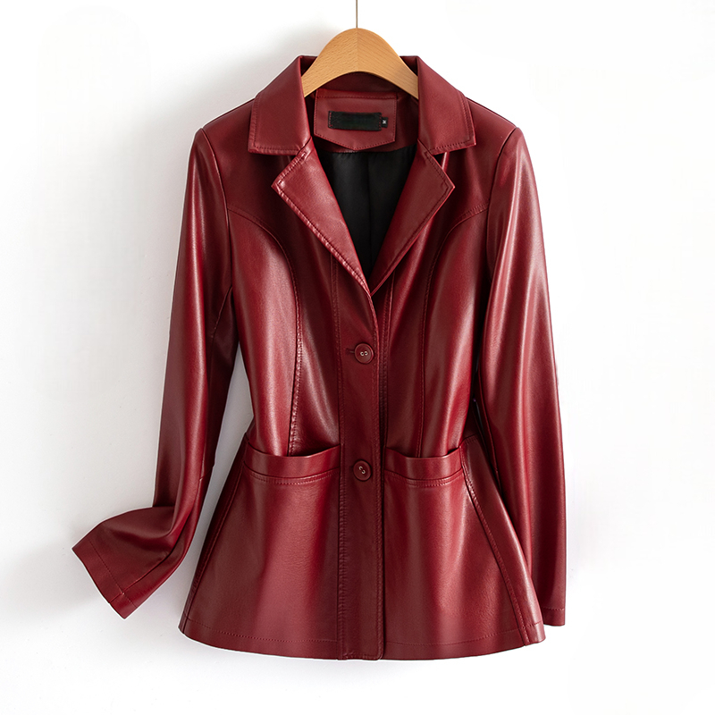 Women's Fitted Leather Waist Jacket