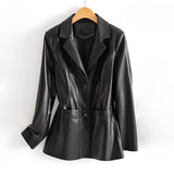 Women's Fitted Leather Waist Jacket