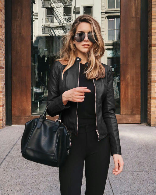 Women's Fitted Faux Leather Jacket