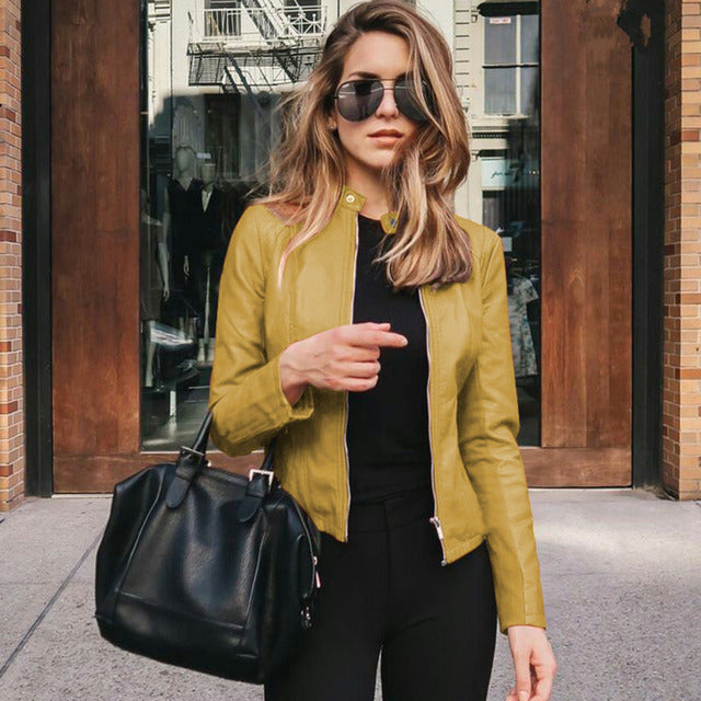 Women's Fitted Faux Leather Jacket