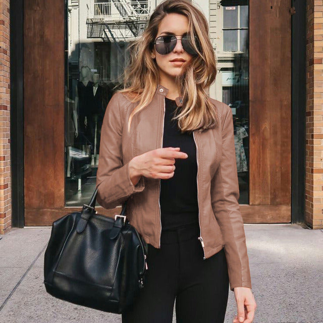 Women's Fitted Faux Leather Jacket