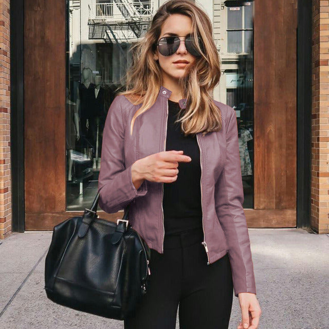 Women's Fitted Faux Leather Jacket