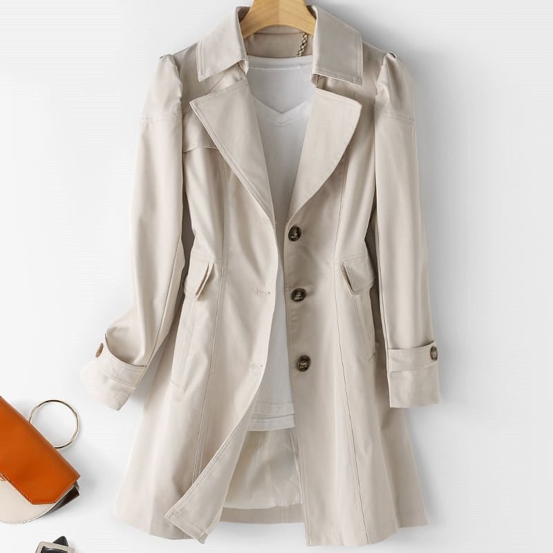 Women's Fitted Puff Shoulder Trench