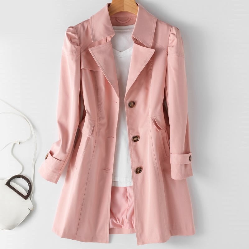 Women's Fitted Puff Shoulder Trench