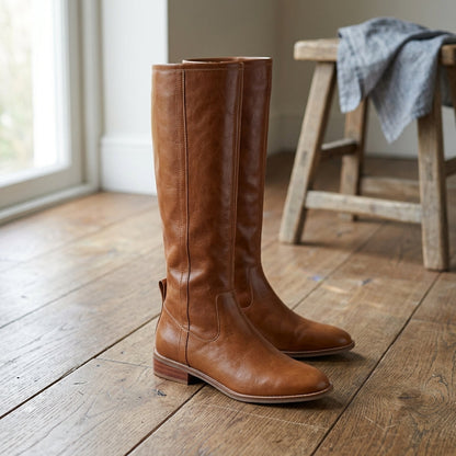 Women's Flat Leather Riding Boots