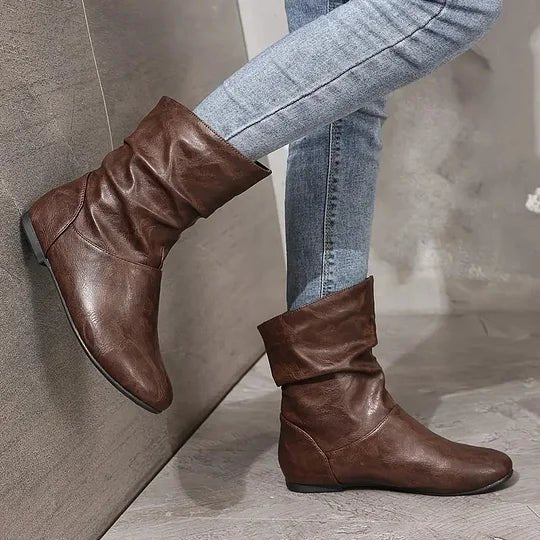 Women's Flat Leather Ankle Boots