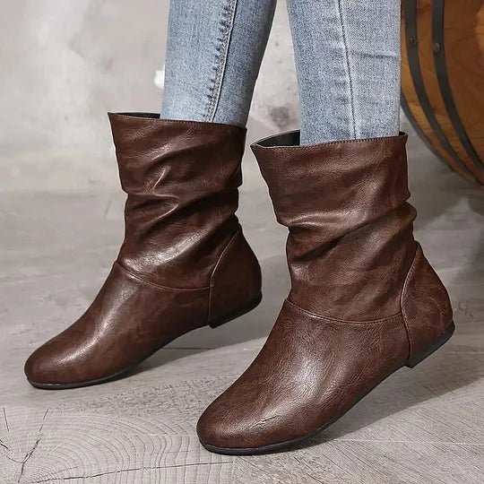 Women's Flat Leather Ankle Boots