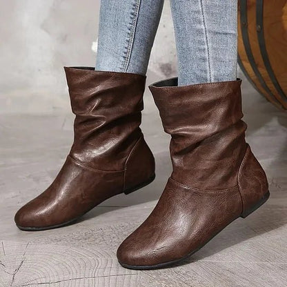 Women's Flat Leather Ankle Boots