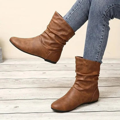Women's Flat Leather Ankle Boots