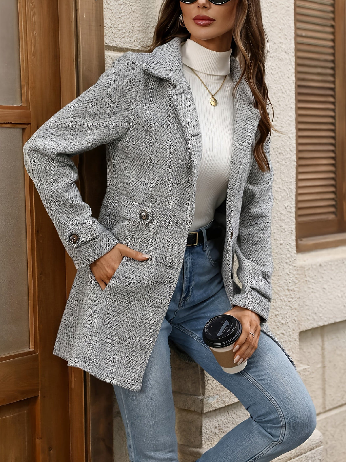 Women's Herringbone Cinched Waist Coat
