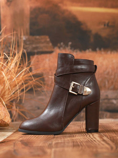 Women's Heeled Leather Ankle Boots