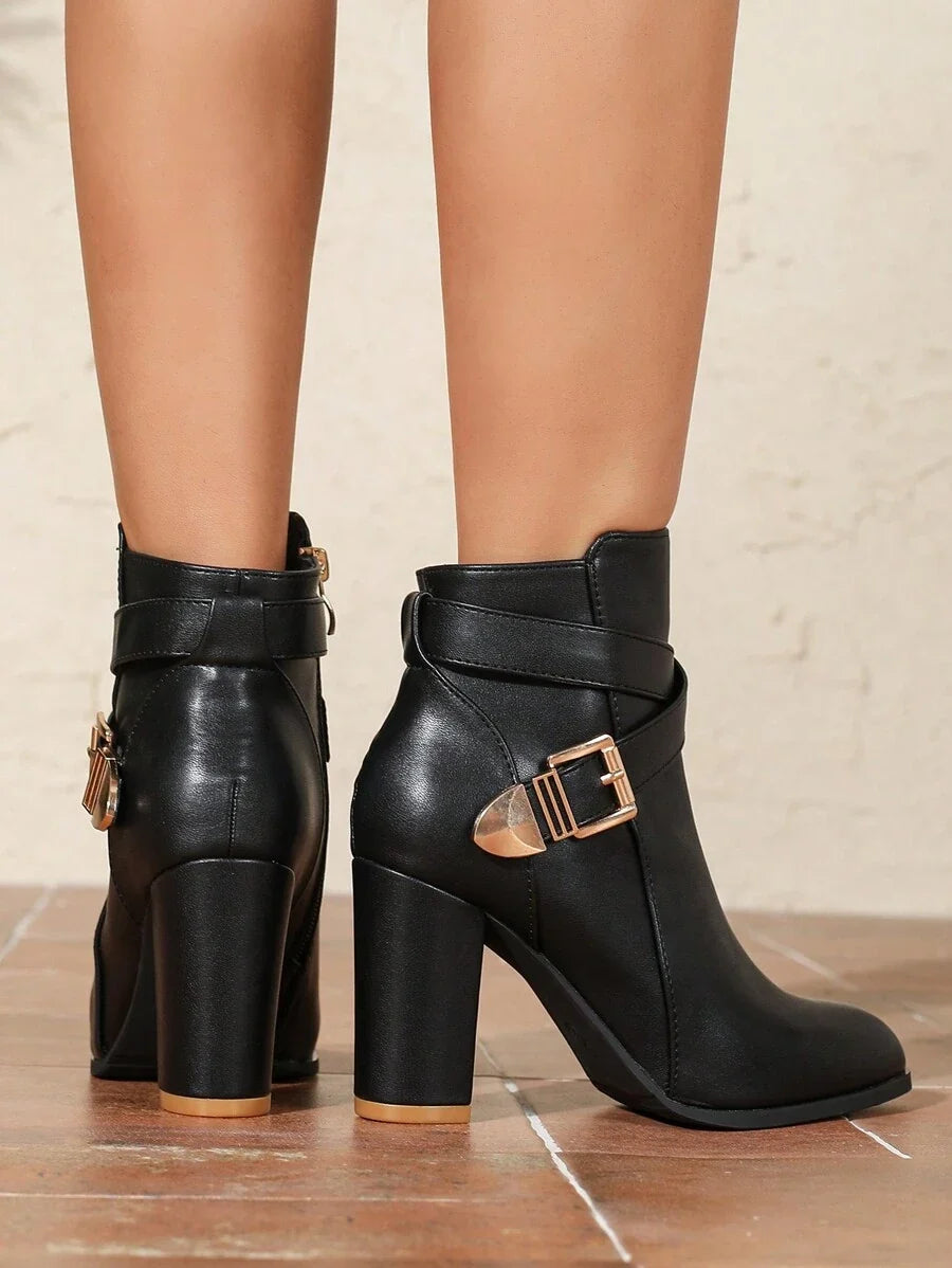 Women's Heeled Leather Ankle Boots