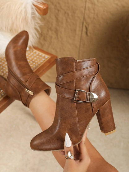 Women's Heeled Leather Ankle Boots