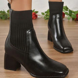 Women's Knit Panel Leather Boots