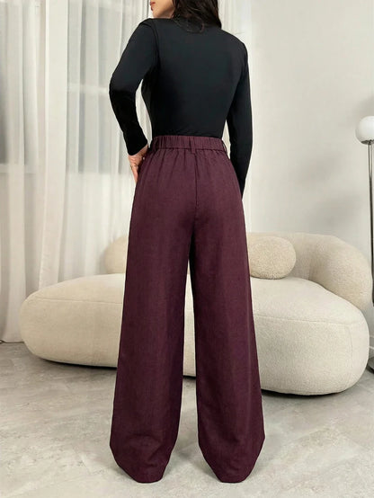 Women's Pleated Wide Leg Trousers