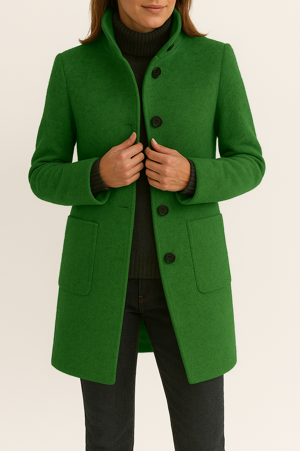 Women's Tailored High Neck Wool Coat