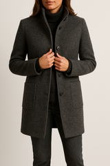 Women's Tailored High Neck Wool Coat