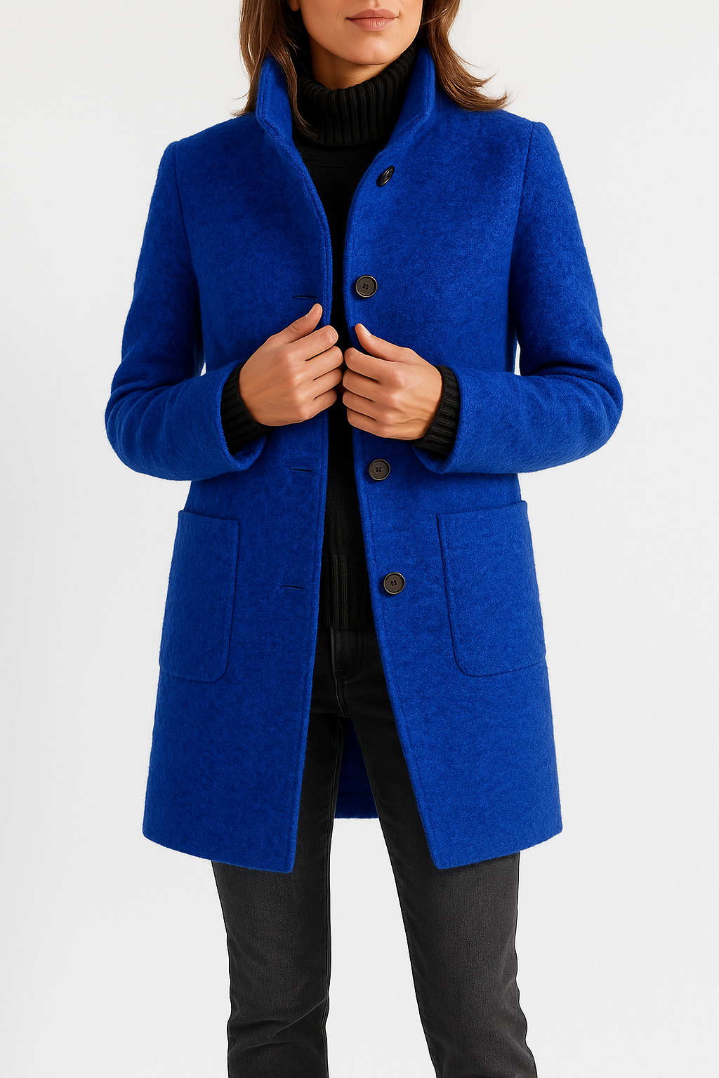 Women's Tailored High Neck Wool Coat