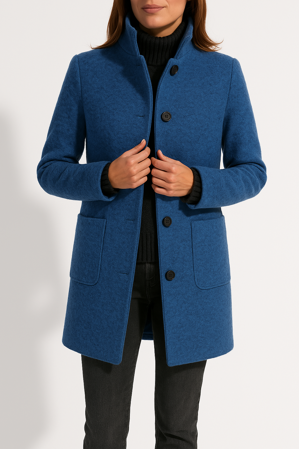 Women's Tailored High Neck Wool Coat