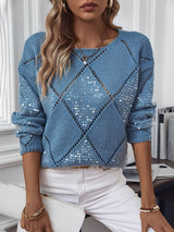 Women's Sequin Diamond Knit Sweater
