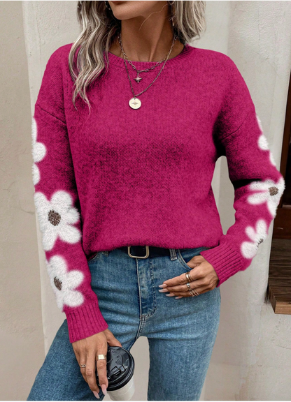 Women's Floral Sleeve Knit Sweater