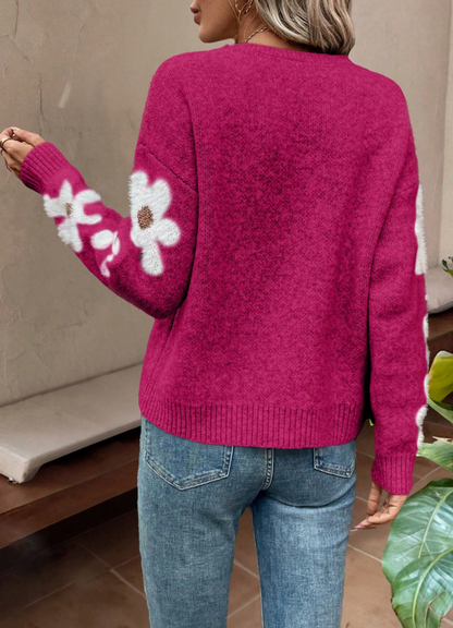 Women's Floral Sleeve Knit Sweater