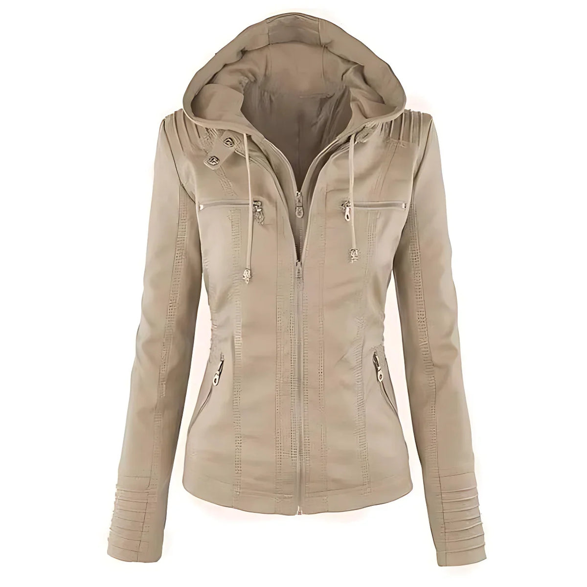 Women's Hooded Leather Biker Jacket