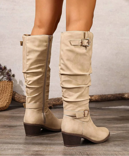 Women's Buckle Knee High Boots
