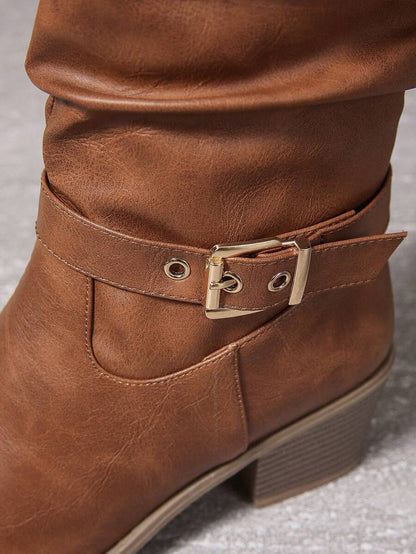 Women's Buckle Knee High Boots