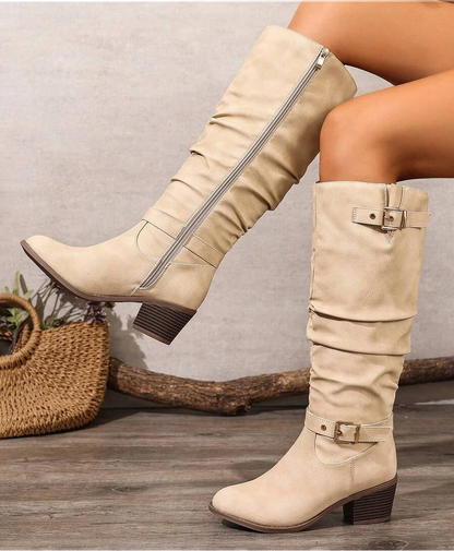 Women's Buckle Knee High Boots