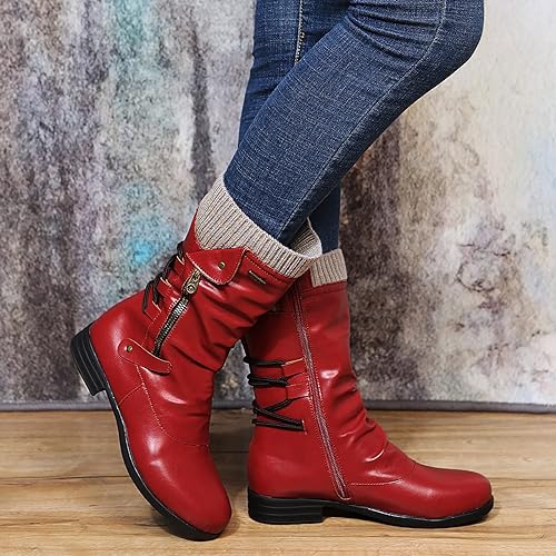 Women's Lace Zip Leather Boots