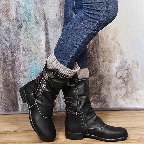 Women's Lace Zip Leather Boots