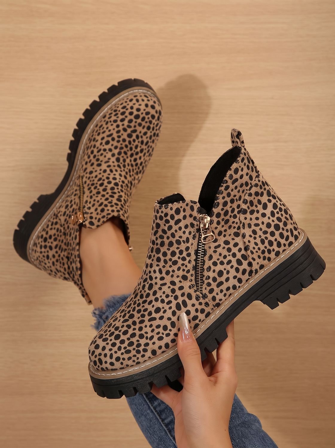 Women's Leopard Print Ankle Boots