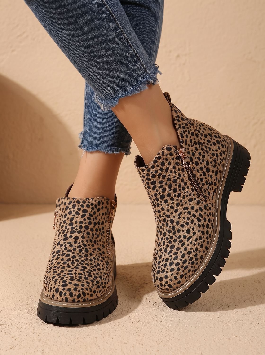 Women's Leopard Print Ankle Boots