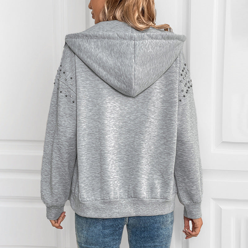 Women's Studded Zip Up Hoodie
