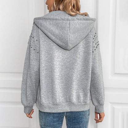 Women's Studded Zip Up Hoodie