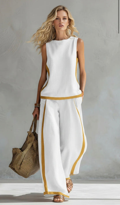 Women's Linen Sleeveless Trouser Set