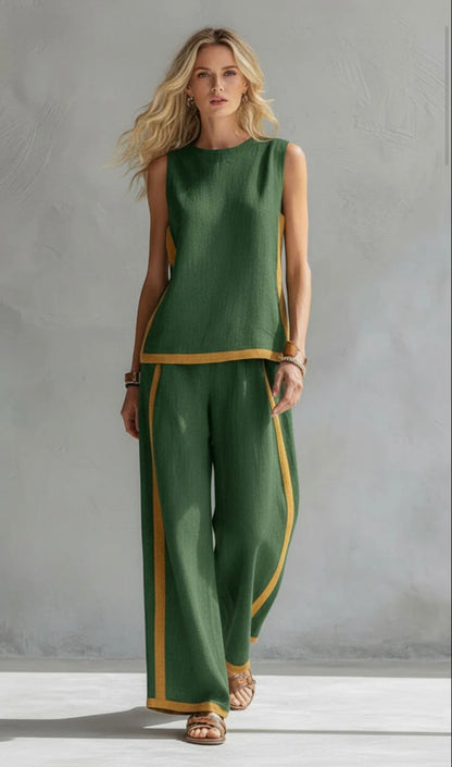 Women's Linen Sleeveless Trouser Set