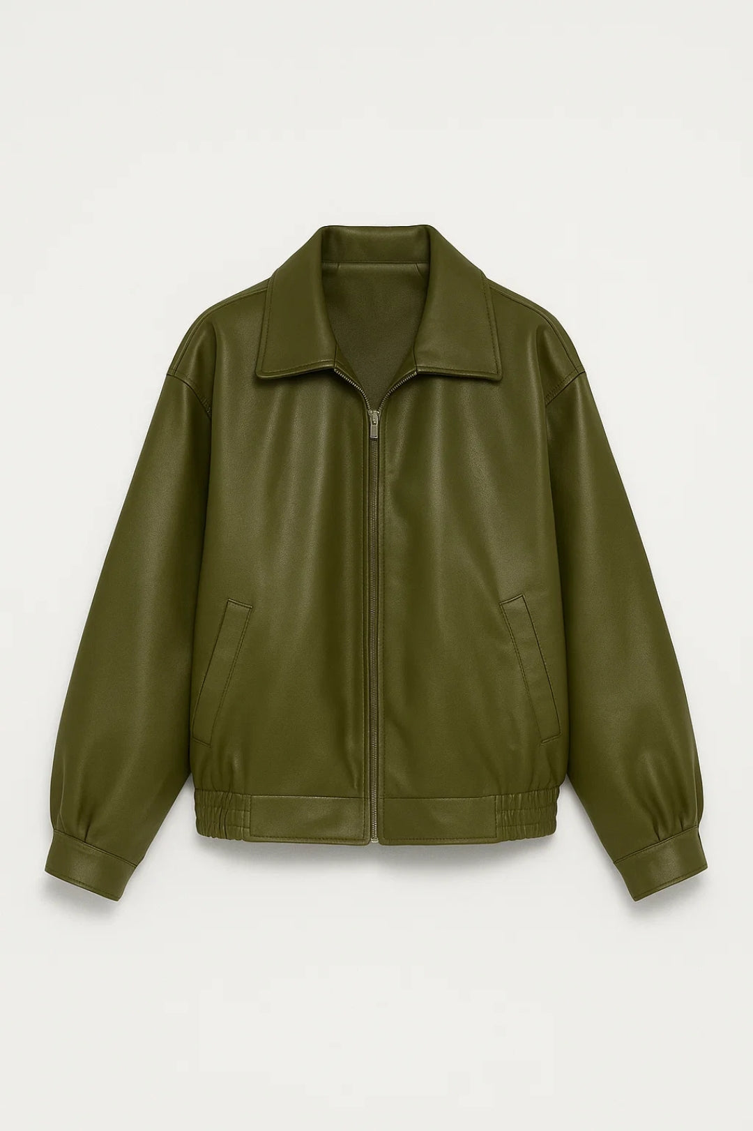 Women's Oversized Faux Leather Bomber Jacket